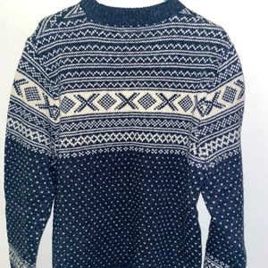 Vintage L.L. Bean Birdseye Wool Sweater~Made in Norway~Lg